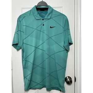 Nike Golf Vapor Dri Fit Polo Shirt Green Argyle Jaquard Men's Size Large